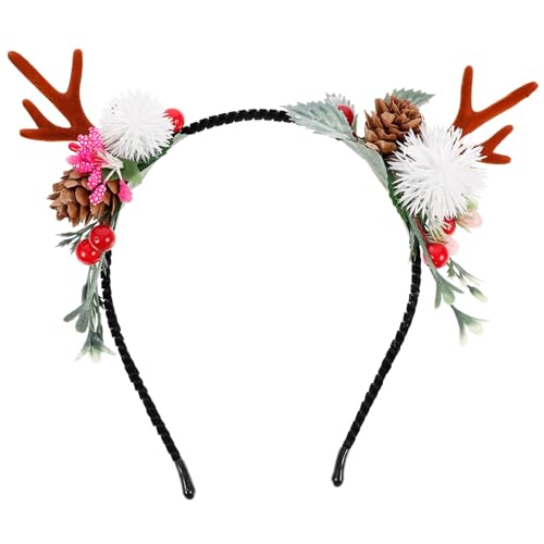 Lurrose Weihnachten Geweih Haarreifen Rentier Haarband Cosplay Haarschmuck Rentiergeweih Kopfschmuck Elchgeweih Deko für Erwachsene Kinder Foto Requisiten Reh Kostüm Zubehör 17X3. 8CM von Lurrose