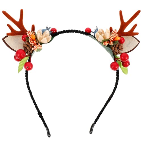 Lurrose Weihnachten Geweih Haarreifen Rentier Haarband Cosplay Haarschmuck Rentiergeweih Kopfschmuck Elchgeweih Deko für Erwachsene Kinder Foto Requisiten Reh Kostüm Zubehör 3. 6CM von Lurrose
