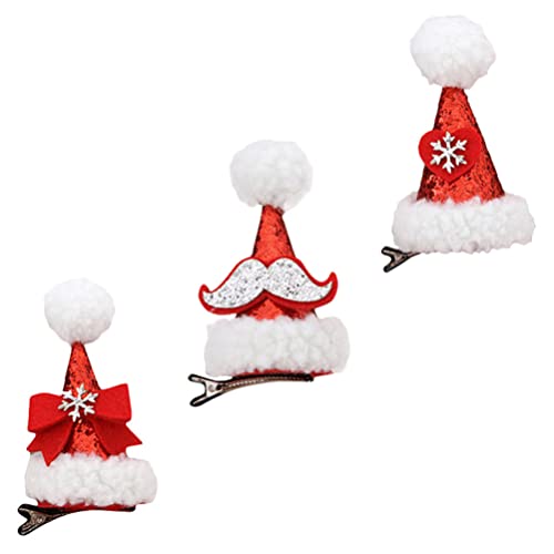 Lurrose Weihnachtsdeko Weihnachtsmütze Haarspange 3 Stück Mini Weihnachtsmütze Haarspangen Glitzer Haar Krokodilklemmen Für Weihnachtsfeiertage Gastgeschenke (Zufälliger Stil) von Lurrose
