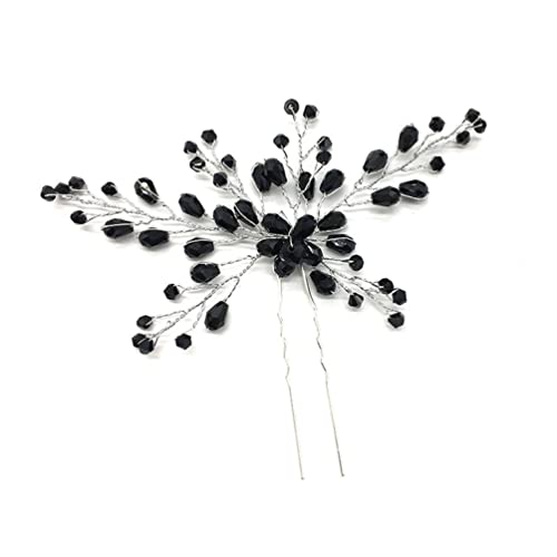 Lurrose braut hochzeit elegante haarnadel kristall strass haarnadeln clips haarschmuck für frauen mädchen schwarz von Lurrose