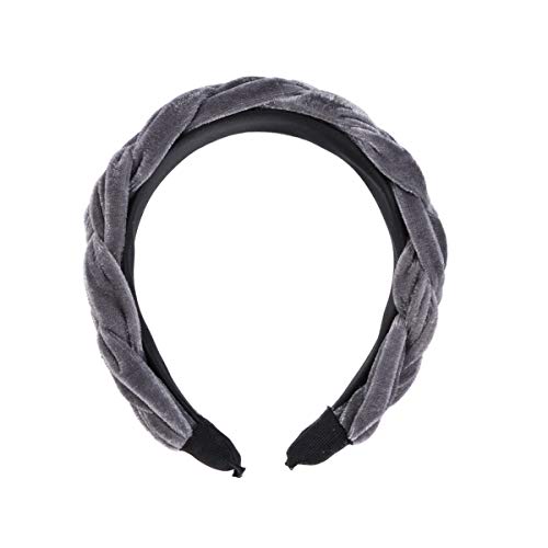 Lurrose Geflochtenes Stirnband Dicke Gepolstertes Stirnband Breit Harte Haar Hoop Vintage Haarband für Frauen (Breit, Grau) von Lurrose