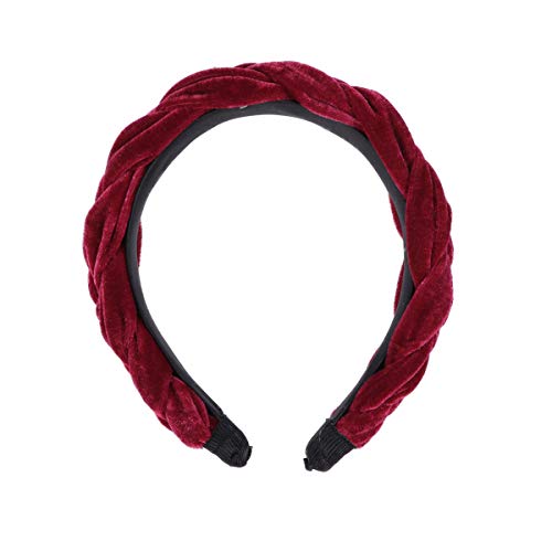 Lurrose Geflochtenes Stirnband Dick Gepolstertes Stirnband Breit Harthaar Reifen Vintage Haarband für Frauen (Breit, Rot) von Lurrose