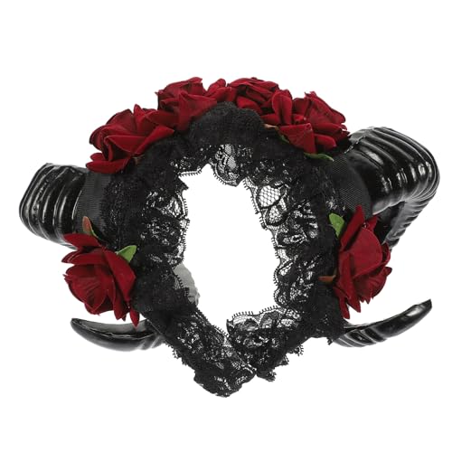 Lurrose halloween stirnband gothic schaf horn spitze rose haarband kopfstück cosplay kostüm zubehör dress up liefert für parteibevorzugungen von Lurrose