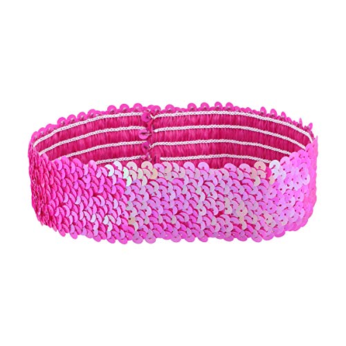 Pailletten Stirnband Mode Sport Haarband Glitter Kopfschmuck Stirnband Haarband Elastische Bling Headwear für Frauen Mädchen Rose Rot von Lurrose