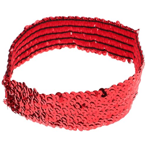 Pailletten Stirnband Mode Sport Haarband Glitter Kopfschmuck Stirnband Haarband Elastische Bling Headwear für Frauen Mädchen Rot von Lurrose