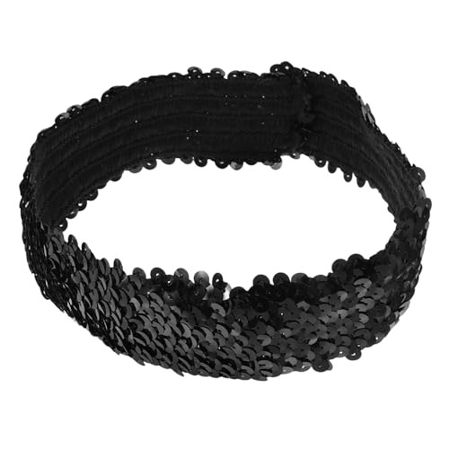 Pailletten Stirnband Mode Sport Haarband Glitter Kopfschmuck Stirnband Haarband Elastische Bling Headwear für Frauen Mädchen Schwarz von Lurrose