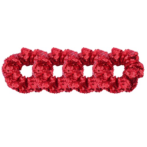 Rote Paillettenhaar- Rausch- Elastic: Weihnachtshaar- Scrunchie 4Pcs Weihnachts- Haar- Krawatten Seile Bands Pferdeschwanzhalter für Frauen Mädchen Valentinstag Tag von Lurrose