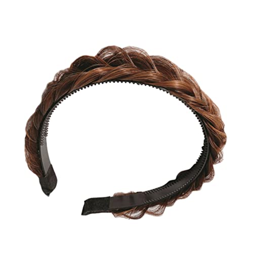 Synthetisches Haar Geflochtene Stirnband Haarband: Chunky Geflochtes Stirnband Elastische Stretchgeflecht Haarteil Kopfschmuck Schönheit Kopfbekleidung für Frauen Haarzubehör von Lurrose