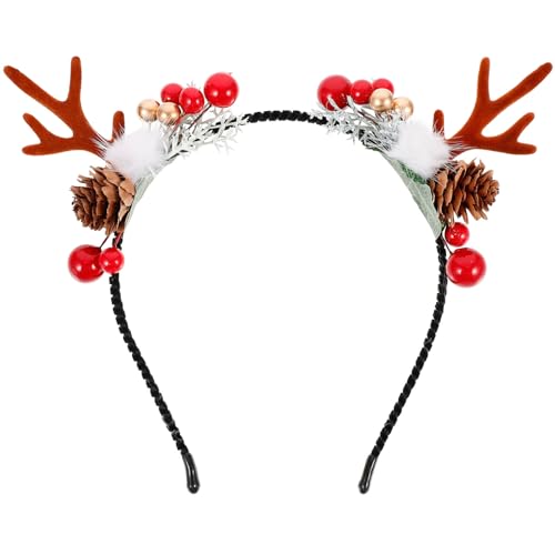 Weihnachten Geweih Haarreifen Rentier Haarband Cosplay Haarschmuck Rentiergeweih Kopfschmuck Elchgeweih Deko für Erwachsene Kinder Foto Requisiten Reh Kostüm Zubeh?r 16. 5X3CM von Lurrose