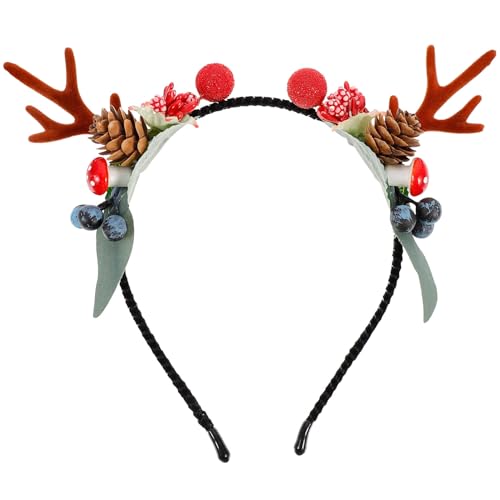 Weihnachten Geweih Haarreifen Rentier Haarband Cosplay Haarschmuck Rentiergeweih Kopfschmuck Elchgeweih Deko für Erwachsene Kinder Foto Requisiten Reh Kostüm Zubeh?r 16. 8X3CM von Lurrose