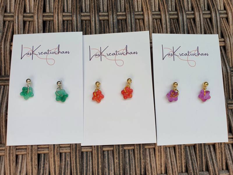 Blumenohrringe Aus Polymer Clay, Handgefertigte Hängeohrringe, Unikate, Ohrschmuck Blumenohrringe Aus Polymer Clay, Handgefertigte Hängeohrringe, Unikate, Ohrschmuck von LusKreativchaos