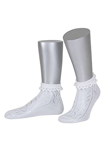 Lusana Damen Damen Trachtensöckchen weiss mit Spitze, weiß, 38/40 von Lusana