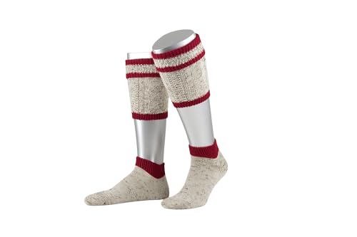 Lusana Herren 2-teiliges Loferl-Set Loden Tweed Trachtenstrümpfe, Beige (Beigemeliert/Bordeaux 920), 46/47 von Lusana