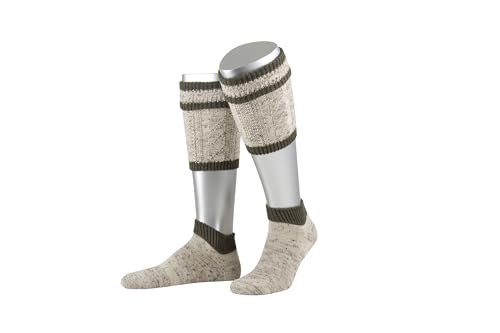 Lusana Herren 2-teiliges Loferl-Set Loden Tweed Trachtenstrümpfe, Beige (Beigemeliert/Jägergrün 930), 44/45 von Lusana