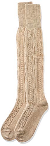Lusana Herren Trachtenkniebundstrumpf mit Zopfmuster Trachtenstrümpfe, Beige (Beige 13), 40/41 von Lusana