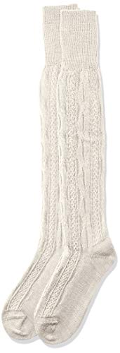 Lusana Herren Trachtenkniebundstrumpf mit Zopfmuster Trachtenstrümpfe, Beige (Sand 14), 40/41 von Lusana