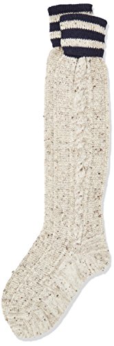 Lusana Herren Trachtenkniestrumpf Falkenberg Tweed Trachtenstrümpfe, Beige (Mittelbeige meliert/Marine 906), 44/45 von Lusana