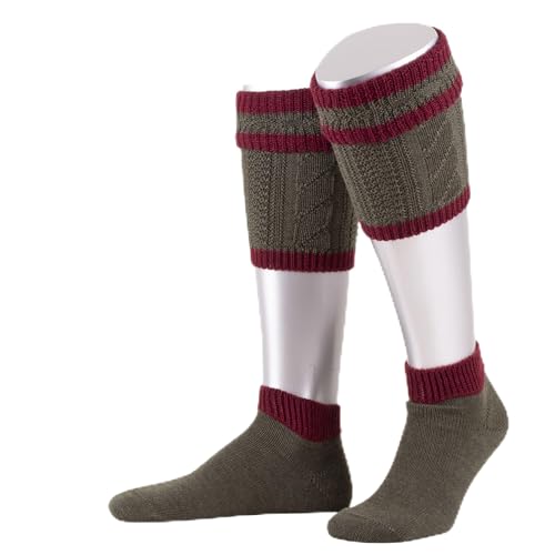 Lusana Loferl-Set 2-teilig spezielle Strickung Superwash L479, Größe:42-43, Farbe:jägeroliv/burgund (3047) von Lusana