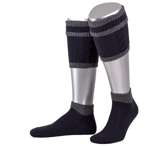 Lusana Loferl-Set 2-teilig spezielle Strickung Superwash L479, Größe:44-45, Farbe:marine/dunkelgrau (0652) von Lusana