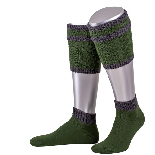 Lusana Loferl-Set 2-teilig spezielle Strickung Superwash L479, Größe:44-45, Farbe:tanne/dunkelgrau (1952) von Lusana