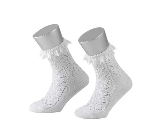 Lusana Mädchen Kinder-Trachtensöckchen Amelie Socken, Weiß (weiß 26), 31 (Herstellergröße: 31-34) von Lusana