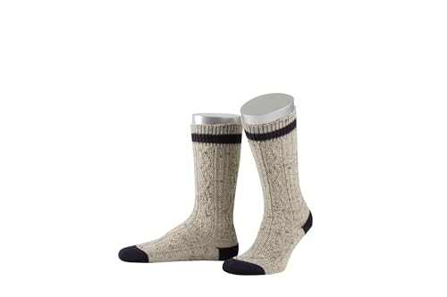 Lusana Schoppersocken mit 2-farbigem Bund Superwash Loden Tweed L5698T, Größe:42-43, Farbe:mittelbeigemeliert/marine (906) von Lusana