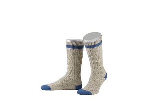 Lusana Schoppersocken mit 2-farbigem Bund Superwash Loden Tweed L5698T, Größe:44-45, Farbe:mittelbeigemeliert/mittelblau (910) von Lusana