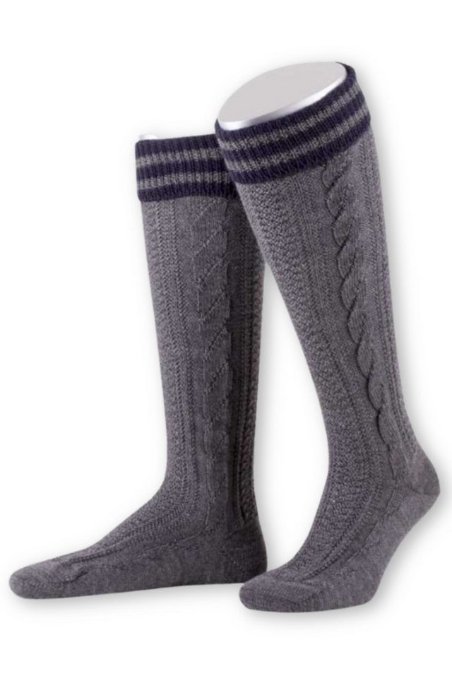 Lusana Trachtensocken Kniestrümpfe Herren - L8995R - mittelgrau, dunkelgrau von Lusana