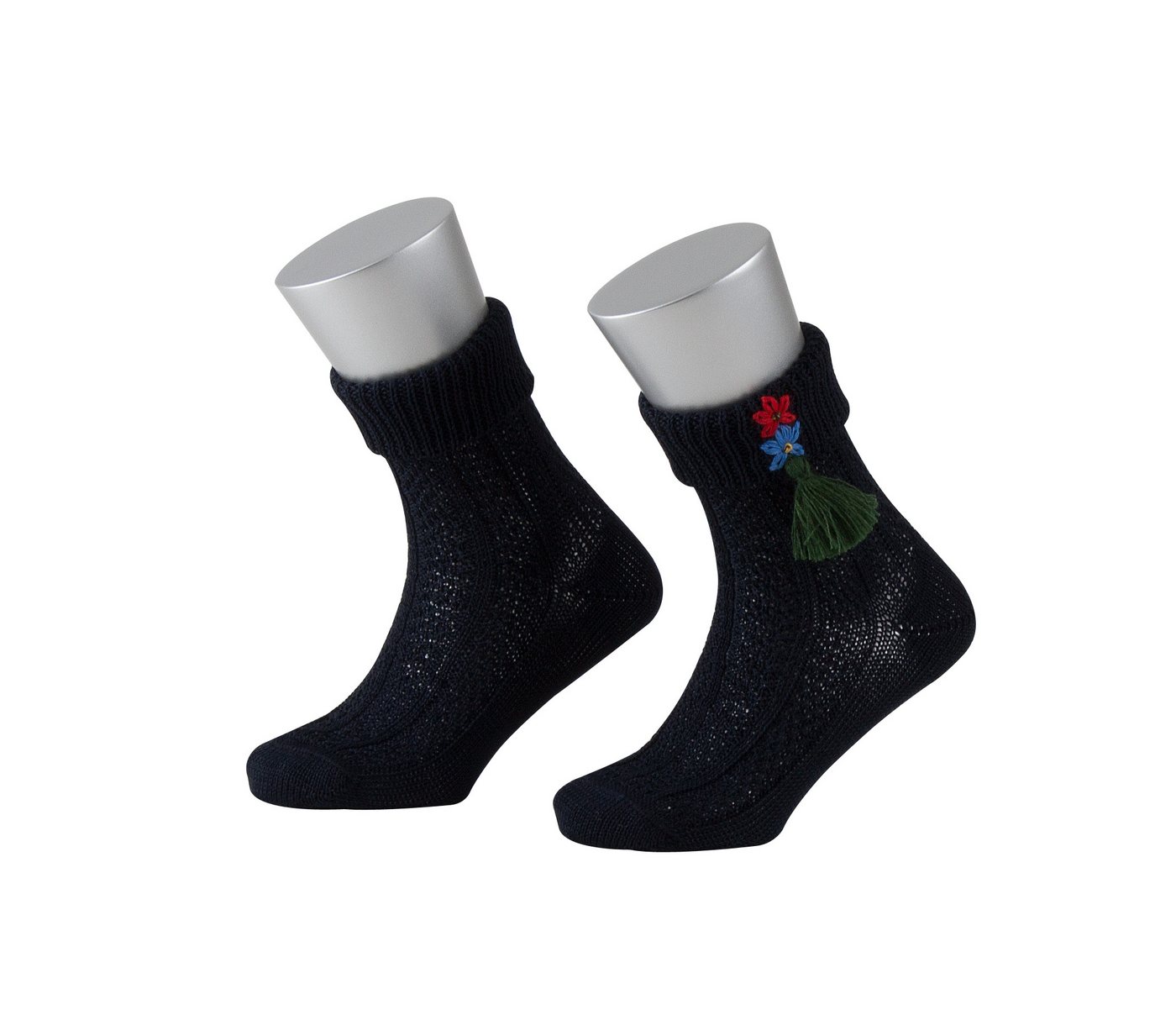 Lusana Trachtensocken L1412 Kinder-Umschlagsocken bestickt mit Quasten von Lusana