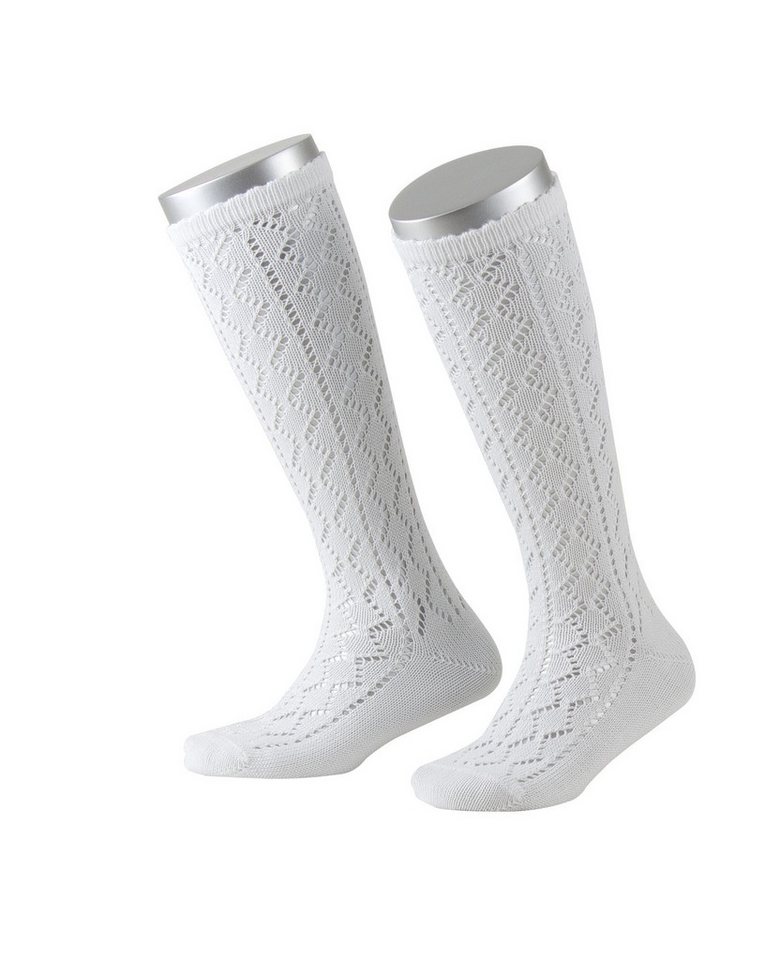 Lusana Trachtensocken L380K Kinder-Kniestrümpfe mit Ajourmuster von Lusana