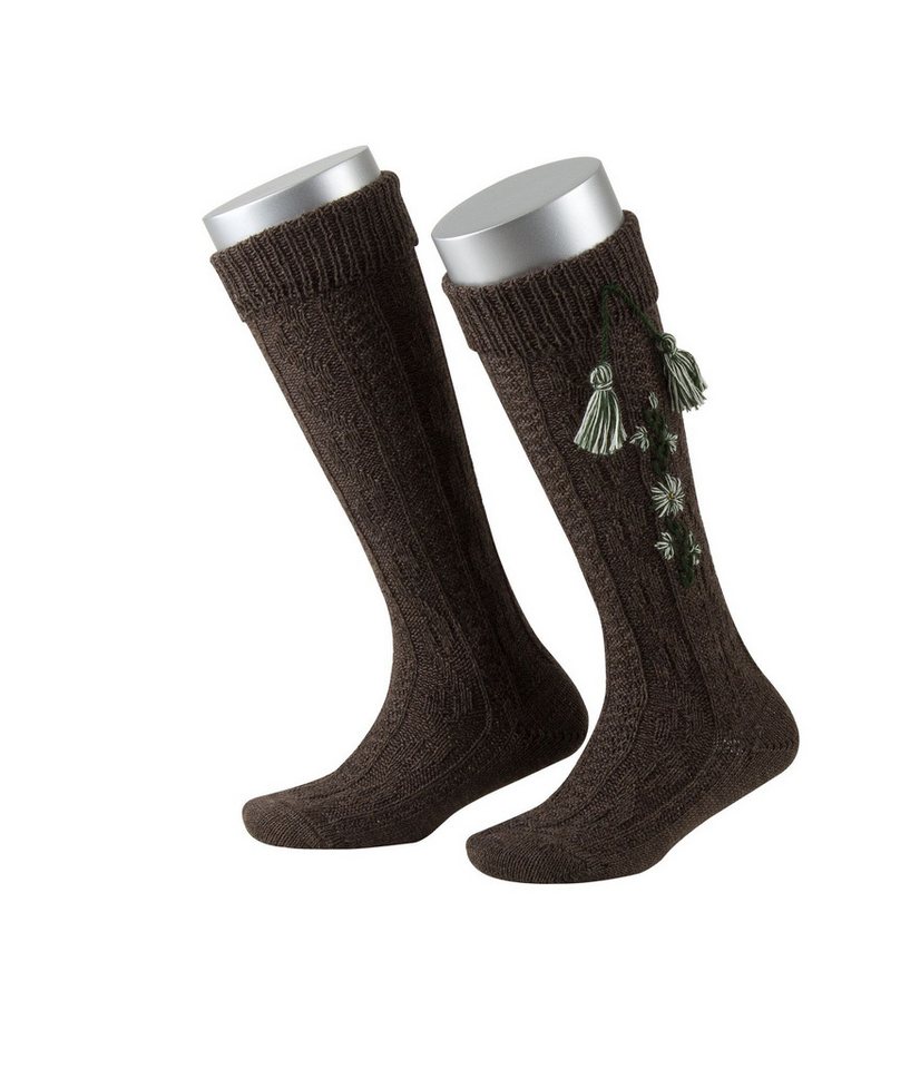 Lusana Trachtensocken L409 Kinder-Kniestrümpfe mit Edelweißranke und Quasten von Lusana