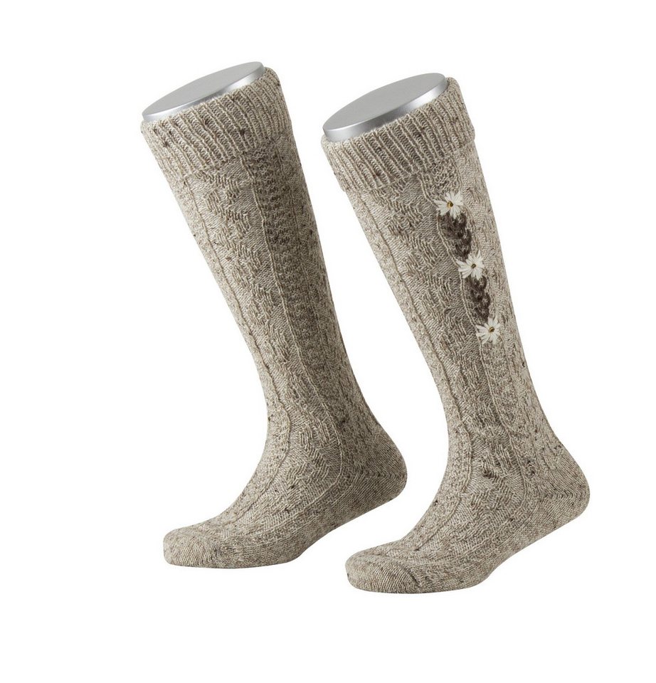 Lusana Trachtensocken L419T Kinder-Kniebundstrümpfe Loden Tweed mit Edelweißranke von Lusana