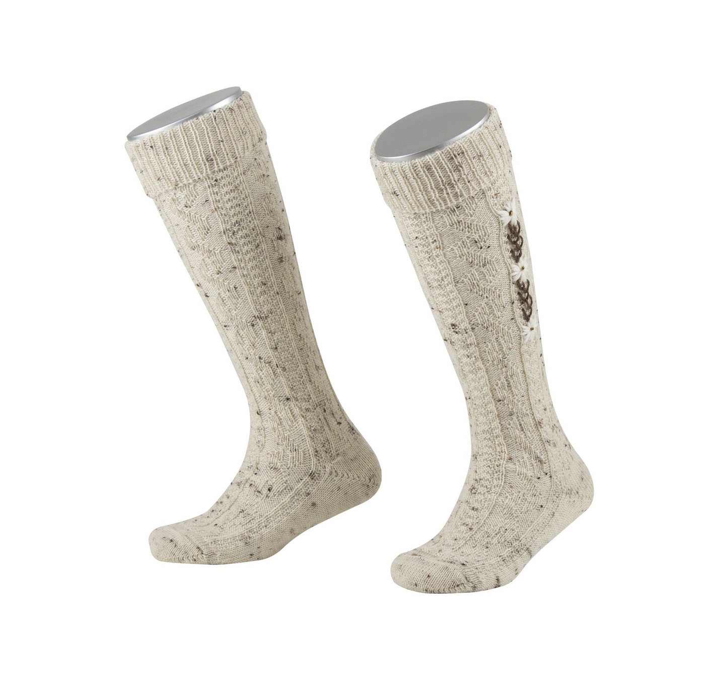 Lusana Trachtensocken L419T Kinder-Kniebundstrümpfe Loden Tweed mit Edelweißranke von Lusana