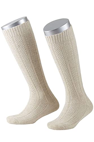 Lusana Unisex - Kinder Trachten Kniestrumpf für Kinder beige meliert, 75 - beige meliert, 1/2 von Lusana