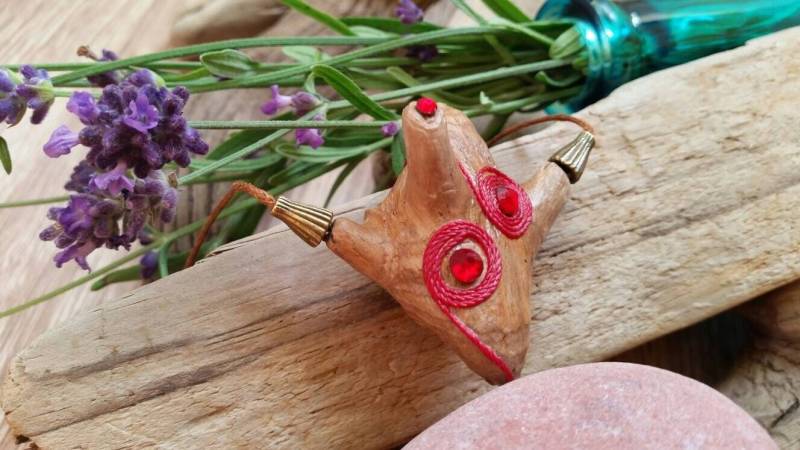 Treibholz Herz Anhänger, Halskette Im Boho Stil von LusantaART