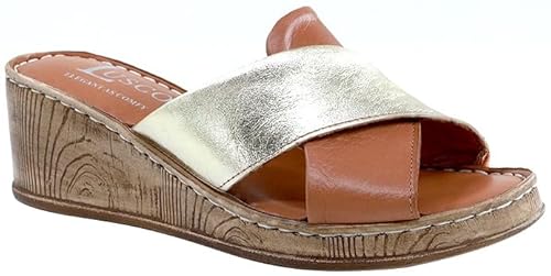 Lusco Damen Fiona Slide Sandalen aus Leder mit niedrigem Keilabsatz, hautfarben, 39 EU Lusco Damen Fiona Slide Sandalen aus Leder mit niedrigem Keilabsatz, hautfarben, 39 EU von Lusco