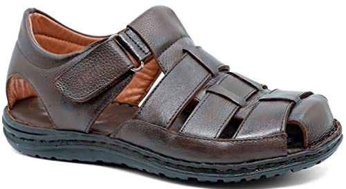 Lusco Herren-Sandalen aus echtem Leder, Riemen, Outdoor, Strand, Sommer, geschlossene Zehenpartie, bequem, Fischer-Sandalen, braun, 39 2/3 EU Lusco Herren-Sandalen aus echtem Leder, Riemen, Outdoor, Strand, Sommer, geschlossene Zehenpartie, bequem, Fischer-Sandalen, braun, 39 2/3 EU von Lusco