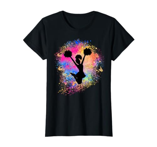Mädchen Regenbogen Cheerleading Silhouette Weiblich Cheerleader T-Shirt von Lush Cheerleading