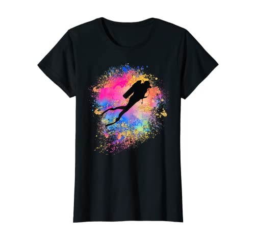 Mädchen Regenbogen Scuba Diver Tiefsee Tauchen Silhouette Rosa T-Shirt Mädchen Regenbogen Scuba Diver Tiefsee Tauchen Silhouette Rosa T-Shirt von Lush Scuba Diving