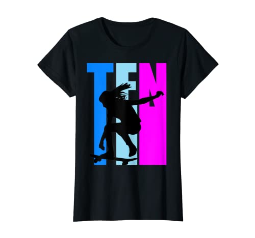 Mädchen Retro 10. Geburtstag Skateboard Loves To Skate Board T-Shirt von Lush Skateboarding