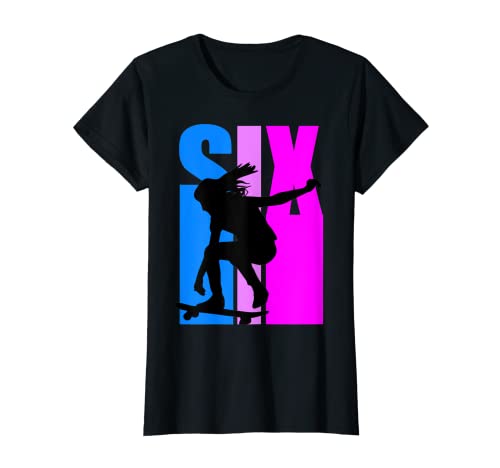 Mädchen Retro Skateboard 6. Geburtstag Loves To Skate Young T-Shirt von Lush Skateboarding