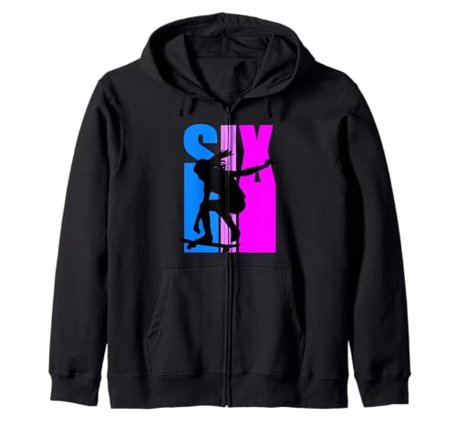 Mädchen Retro Skateboarding 6. Geburtstag Loves to Skate Young Kapuzenjacke von Lush Skateboarding