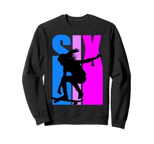 Mädchen Retro Skateboarding 6. Geburtstag Loves to Skate Young Sweatshirt von Lush Skateboarding