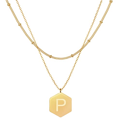 Lushboom Vergoldete Halskette für Damen, 14 Karat vergoldet, Gliederkette, Initiale, personalisierte Halsketten für Frauen, Messing, kein Edelstein Lushboom Vergoldete Halskette für Damen, 14 Karat vergoldet, Gliederkette, Initiale, personalisierte Halsketten für Frauen, Messing, kein Edelstein von Lushboom