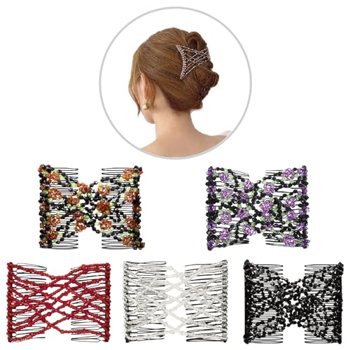5 Stück Magischer Haarkämme, Haarkamm Elastisch Perlen, Haarklammer Groß, Haarklammern Damen, Elegante Haarkamm-Clips, Dehnbare Haarspange Haarkamm, Für Dicke Dünne Haare Diy Damen Mädchen 5 Stück Magischer Haarkämme, Haarkamm Elastisch Perlen, Haarklammer Groß, Haarklammern Damen, Elegante Haarkamm-Clips, Dehnbare Haarspange Haarkamm, Für Dicke Dünne Haare Diy Damen Mädchen von Lushyp