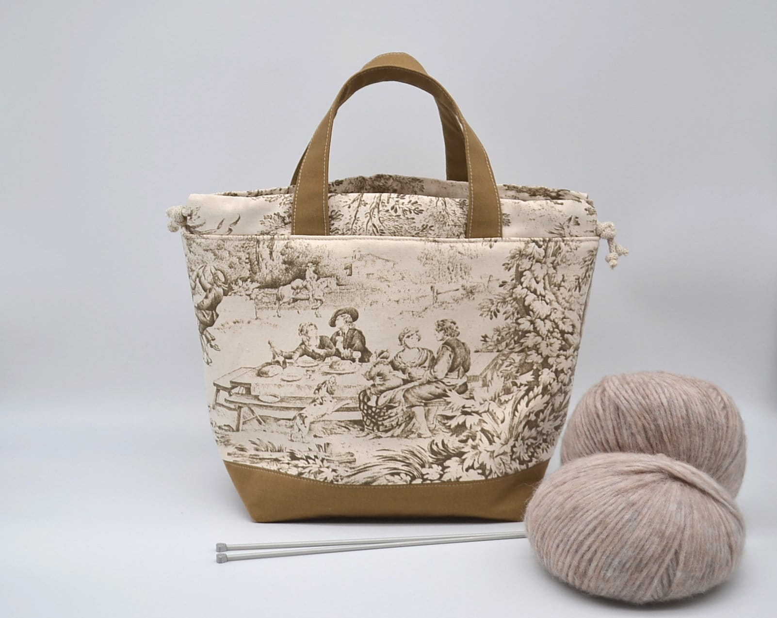 Große Projekt Tasche Für Stricken Oder Häkeln Reisetasche Mit Taschen Innen Kordeltasche Garn Pullover Größe von LusiSewing