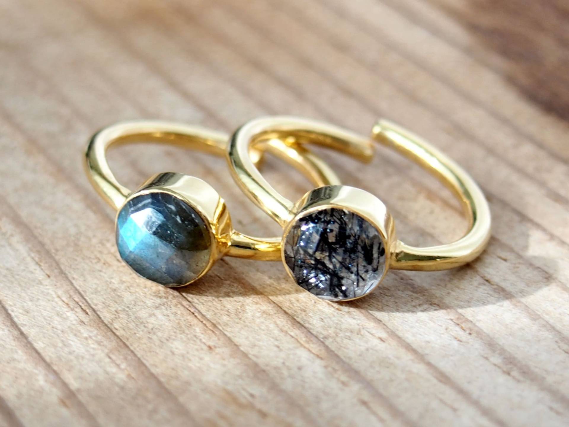 Edelstein-Ring, Kristall-Ring, Gold-Ring, Solitär-Ring, Vergoldet Ring, Verstellbaren Birthstone Geschenk Für Sie von LusixSparkle