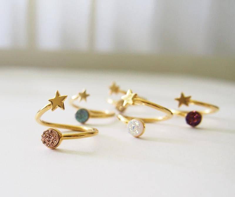 Titan Druzy Ring, Stern Statement Sonne Vergoldeter Silber Vermeil Edelstein Ring von LusixSparkle