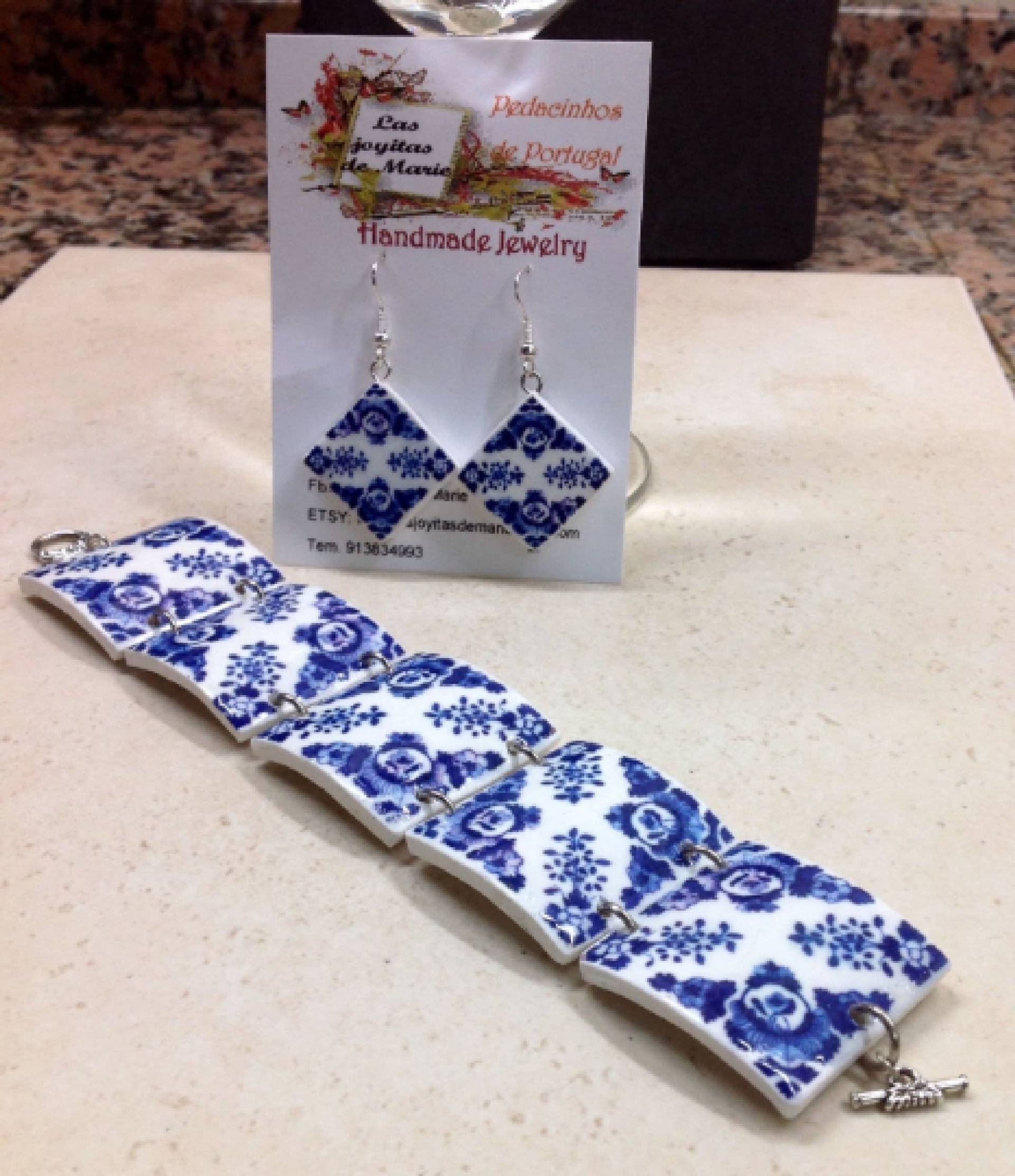 Fimo Schmuck Set Kacheln Statement Armband Und Ohrhänger Fimo Schmuck Set Kacheln Statement Armband Und Ohrhänger von LusoTiles