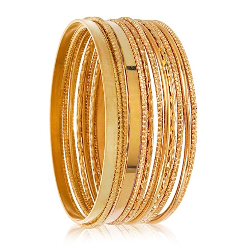 14 Stuck Armreif Gold Indischer Schmuck Armband Set Teen Girls Punk Stapelbares Strukturiertes Armband Damen Braut Hochzeit Party Indianer Schmuck von Lusofie